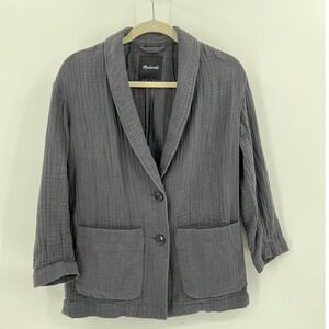 Madewell Cotton Gauze Lightweight Blazer Jacket Charcoal Gray Shawl Collar XS